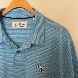 Original Penguin Blue Striped Polo Shirt Men’s XL